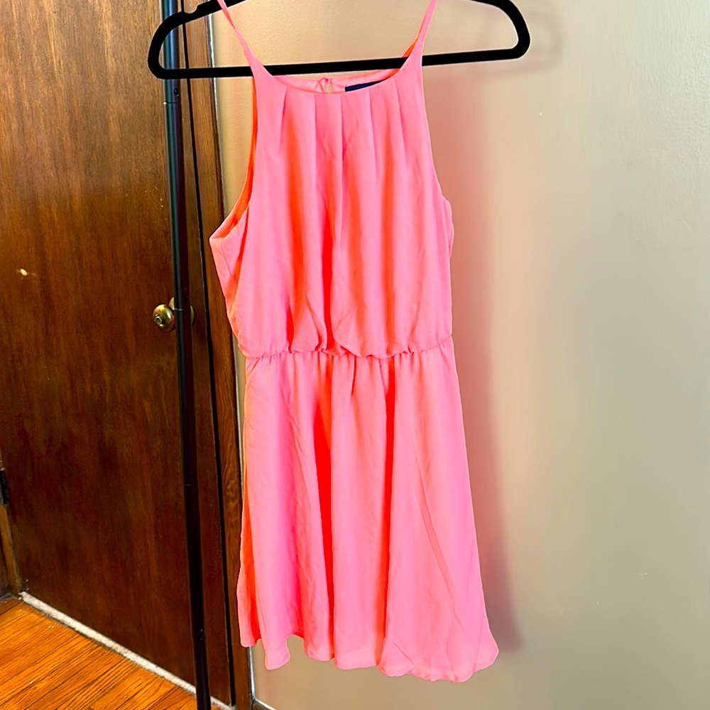 Blue Rain Midi Coral Halter Dress Size Medium| Color: Coral